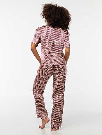 Pigiama lungo 2 pezzi camicia + pantaloni con motivo - 2 pezzi