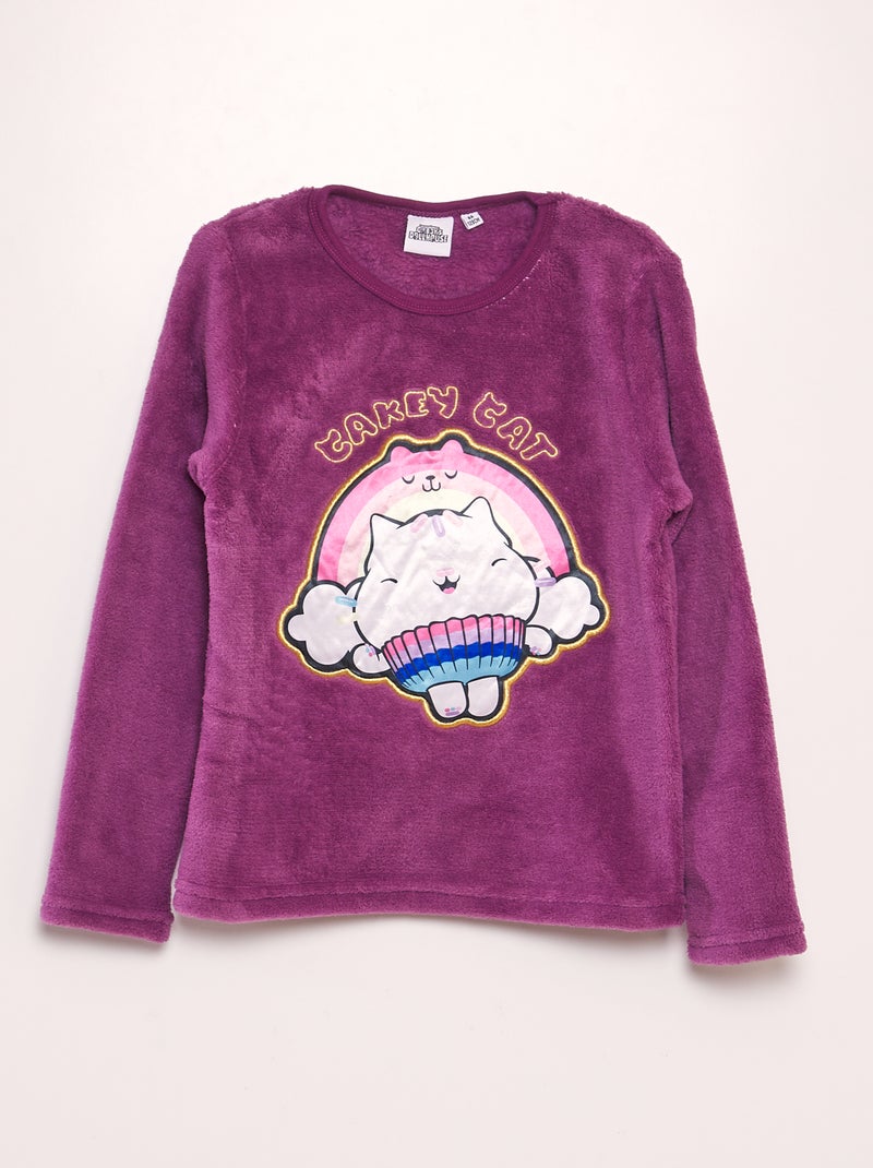 Felpa Con Cappuccio Gabby's Dollhouse Per Bambine | Felpa Viola Cotone Morbida Con Stampa Personaggi - Foto 3