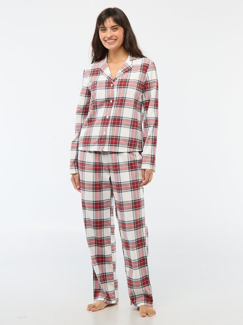 Pigiama lungo a quadri - 2 pezzi - Kiabi