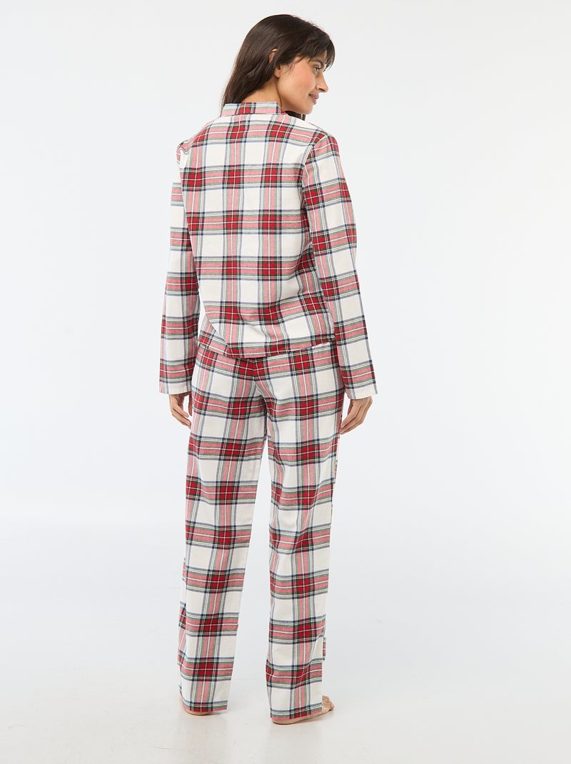 Pigiama lungo a quadri - 2 pezzi Bianco - Kiabi