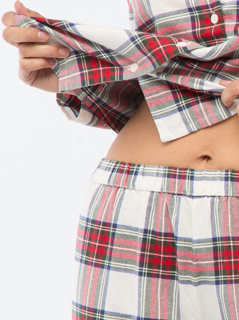 Pigiama lungo a quadri - 2 pezzi Bianco - Kiabi