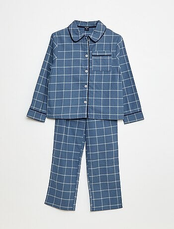 Pigiama lungo a quadri camicia + pantaloni - 2 pezzi