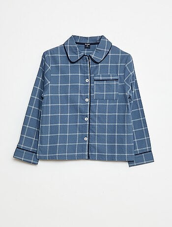 Pigiama lungo a quadri camicia + pantaloni - 2 pezzi