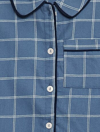 Pigiama lungo a quadri camicia + pantaloni - 2 pezzi