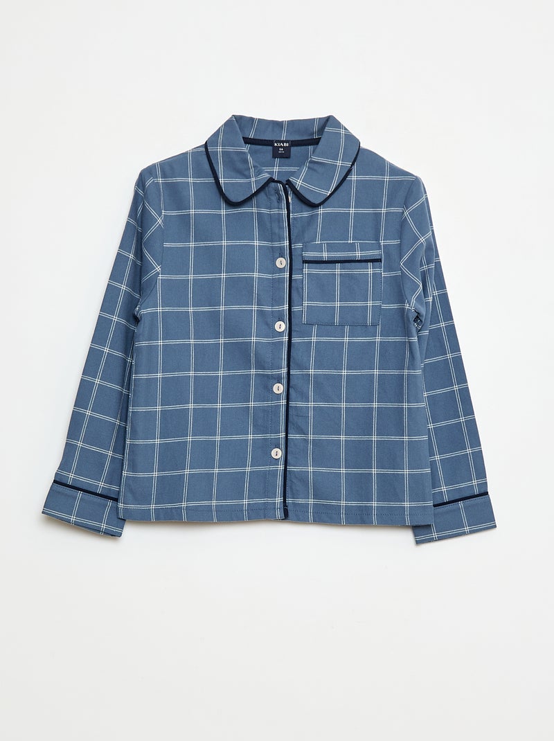 Pigiama lungo a quadri camicia + pantaloni - 2 pezzi Blu - Kiabi