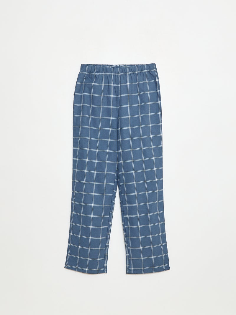 Pigiama lungo a quadri camicia + pantaloni - 2 pezzi Blu - Kiabi