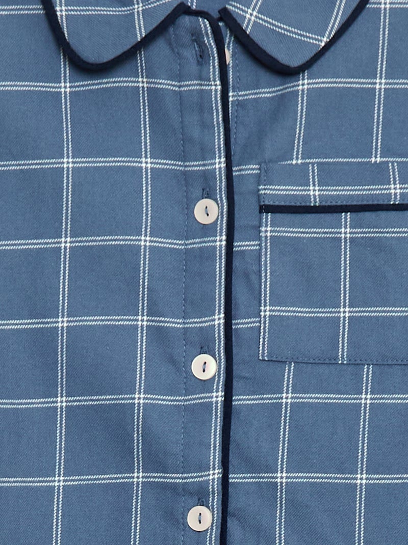 Pigiama lungo a quadri camicia + pantaloni - 2 pezzi Blu - Kiabi