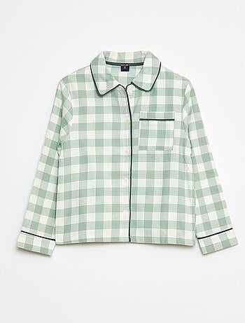 Pigiama lungo a quadri camicia + pantaloni - 2 pezzi