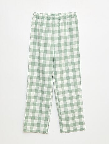 Pigiama lungo a quadri camicia + pantaloni - 2 pezzi