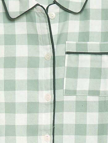 Pigiama lungo a quadri camicia + pantaloni - 2 pezzi
