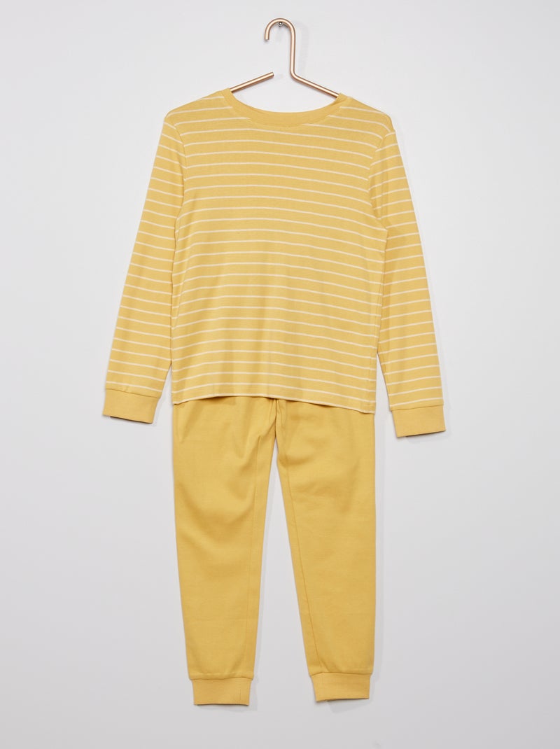 Pigiama lungo a 'righe' GIALLO - Kiabi