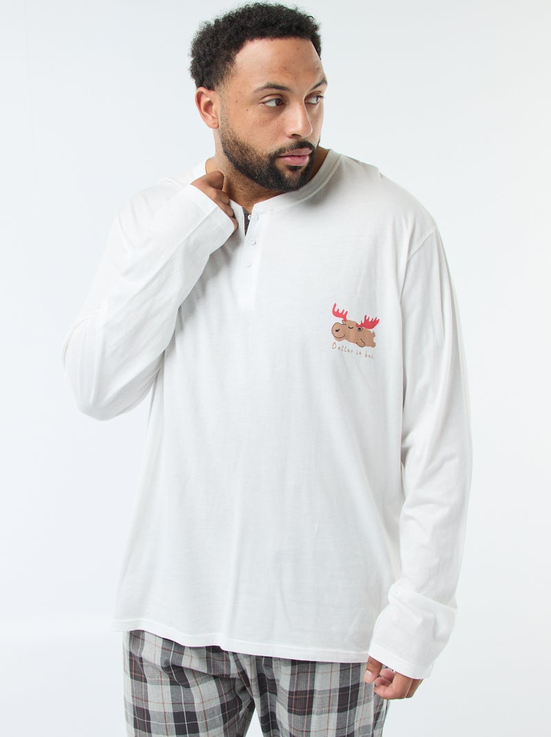 Pigiama lungo a tema natalizio - Set 2 pezzi Bianco - Kiabi