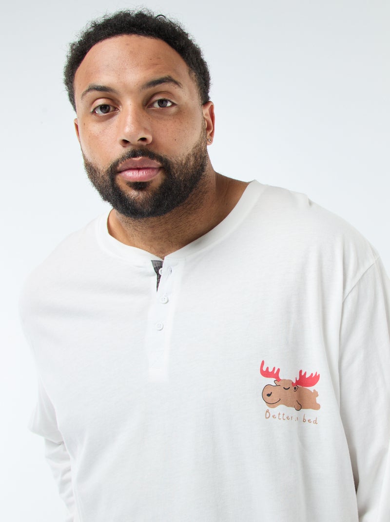 Pigiama lungo a tema natalizio - Set 2 pezzi Bianco - Kiabi