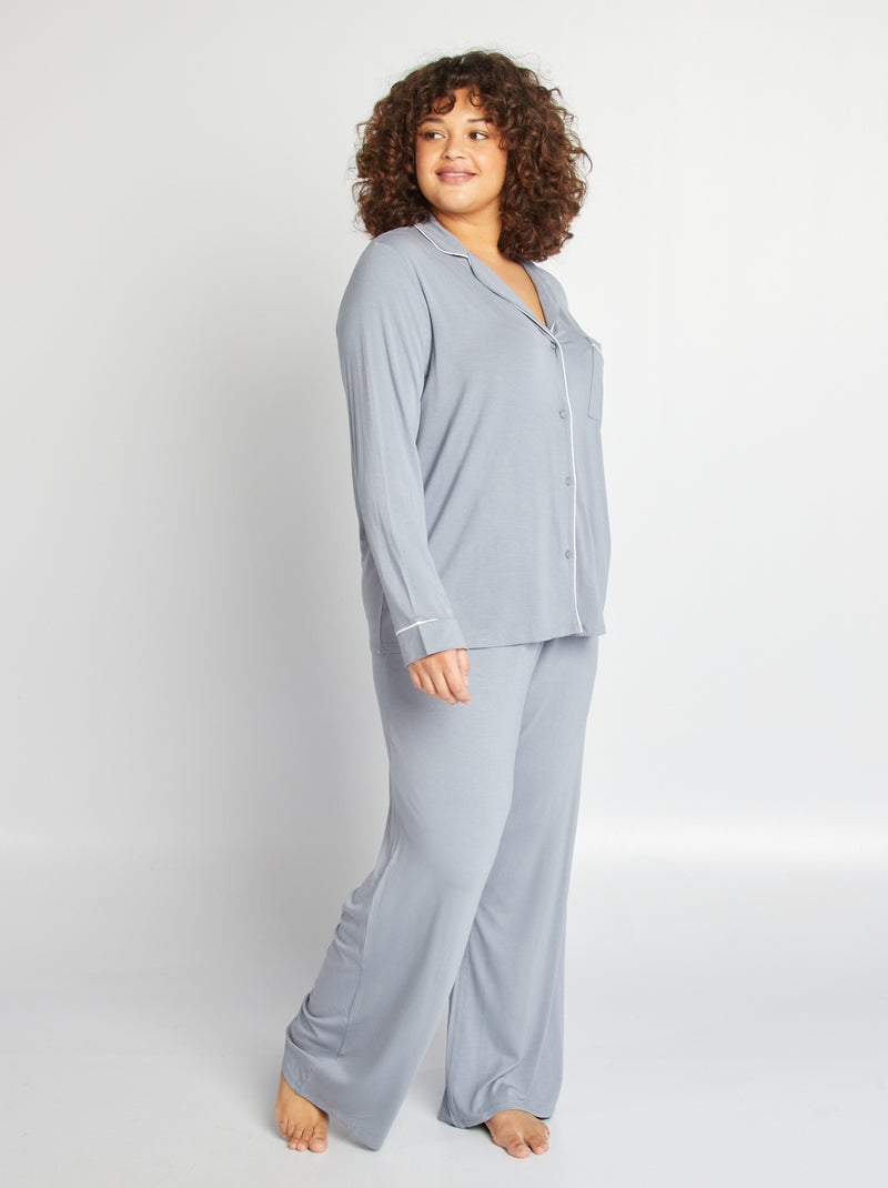 Pigiama lungo camicia + pantaloni - 2 pezzi BLU - Kiabi