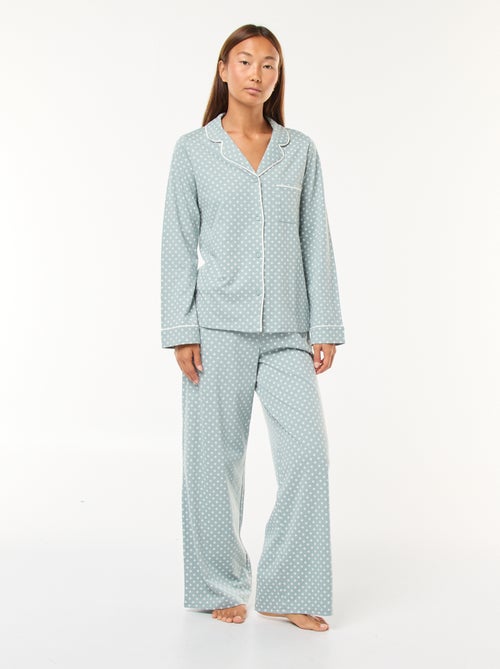 Pigiama lungo camicia + pantaloni - 2 pezzi - Kiabi