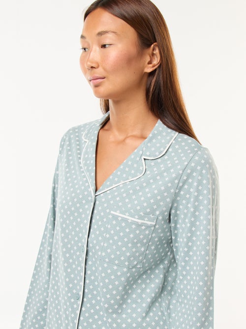 Pigiama lungo camicia + pantaloni - 2 pezzi - Kiabi