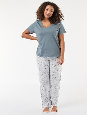 Pigiama lungo stampato leopardato - 2 pezzi