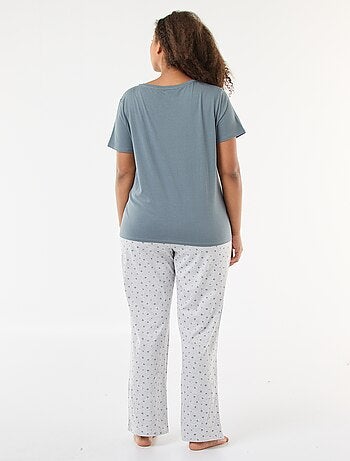 Pigiama lungo stampato leopardato - 2 pezzi