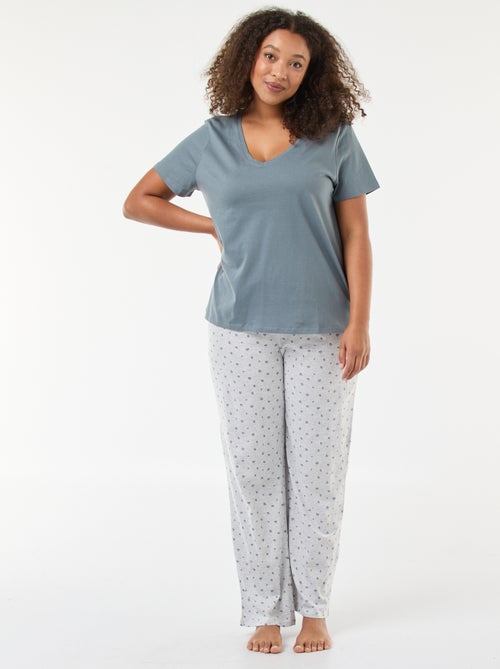 Pigiama lungo con stampa floreale - 2 pezzi - Kiabi