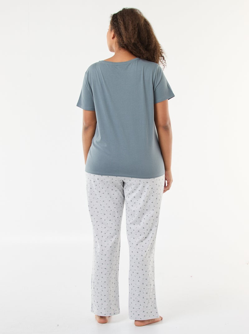 Pigiama lungo con stampa floreale - 2 pezzi Grigio - Kiabi