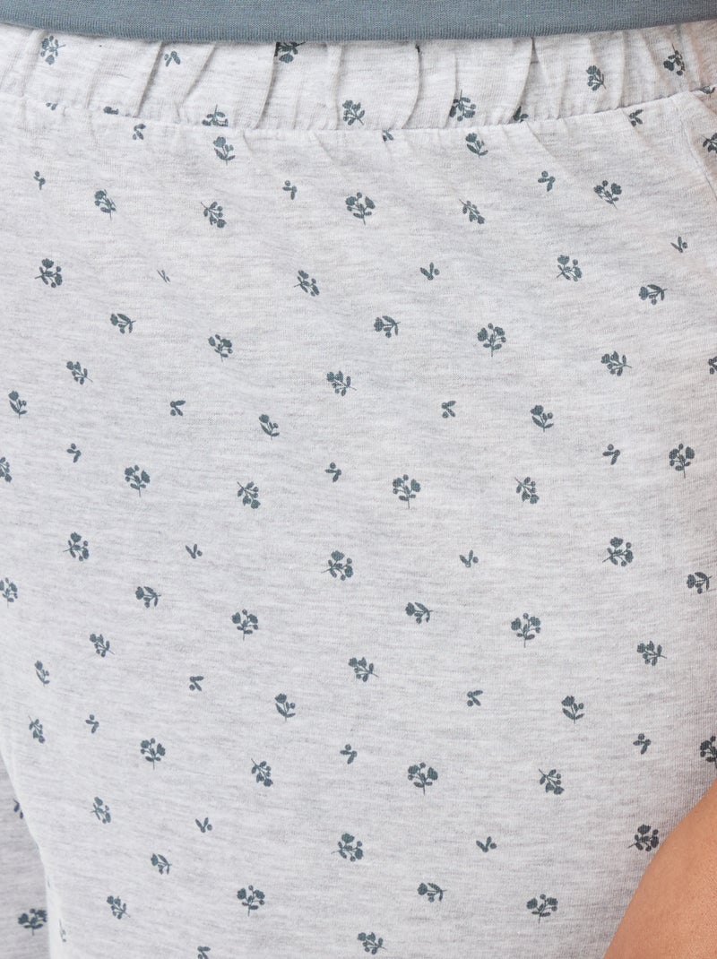 Pigiama lungo con stampa floreale - 2 pezzi Grigio - Kiabi