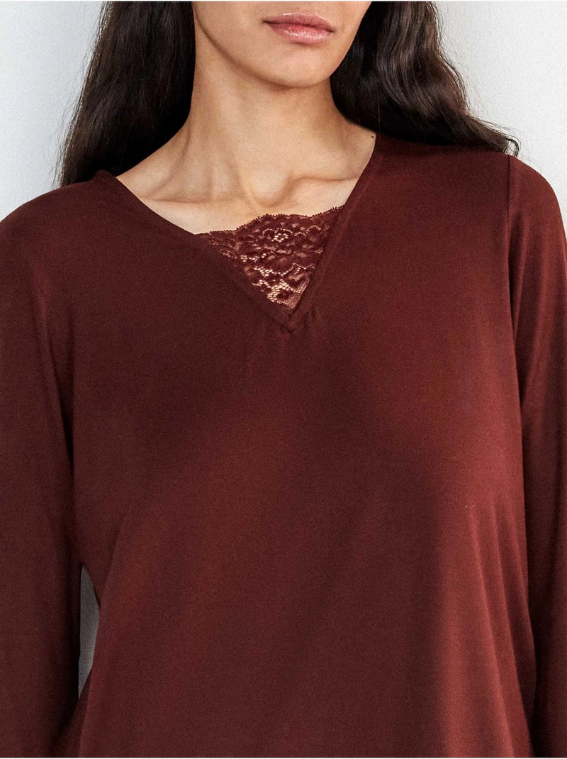 Pigiama lungo con stampa paisley Marrone - Kiabi