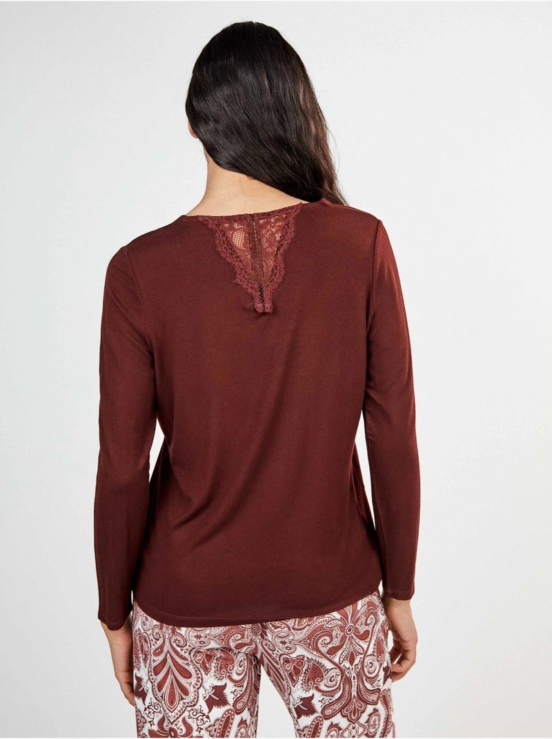 Pigiama lungo con stampa paisley Marrone - Kiabi