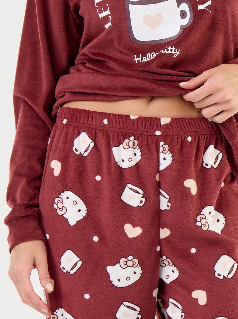 Pigiama lungo 'Hello Kitty' - 2 pezzi Bordeaux - Kiabi