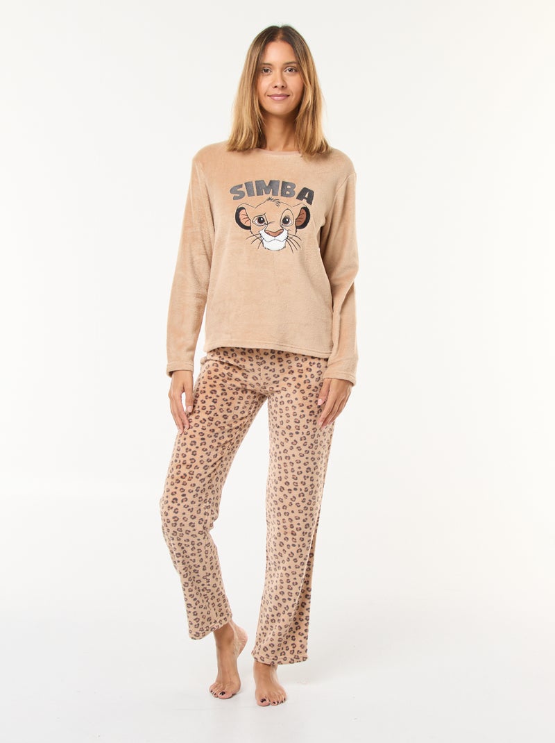 Pigiama lungo 'Il Re Leone' 'Disney' in pile - 2 pezzi Beige - Kiabi