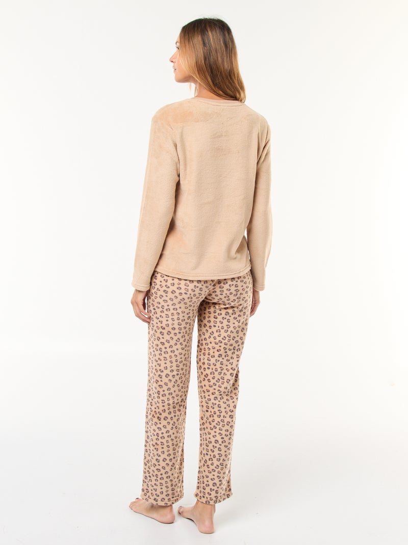 Pigiama lungo 'Il Re Leone' 'Disney' in pile - 2 pezzi Beige - Kiabi