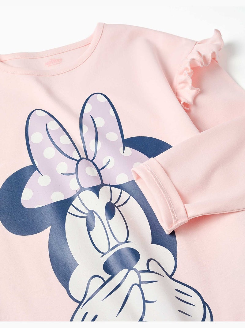 Pigiama lungo in cotone con stampe di Minnie Rosa chiaro - Kiabi