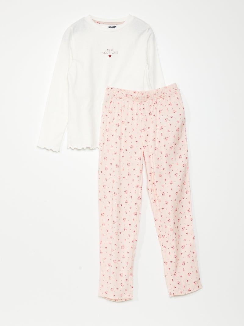 Pigiama lungo in jersey - 2 pezzi BEIGE - Kiabi