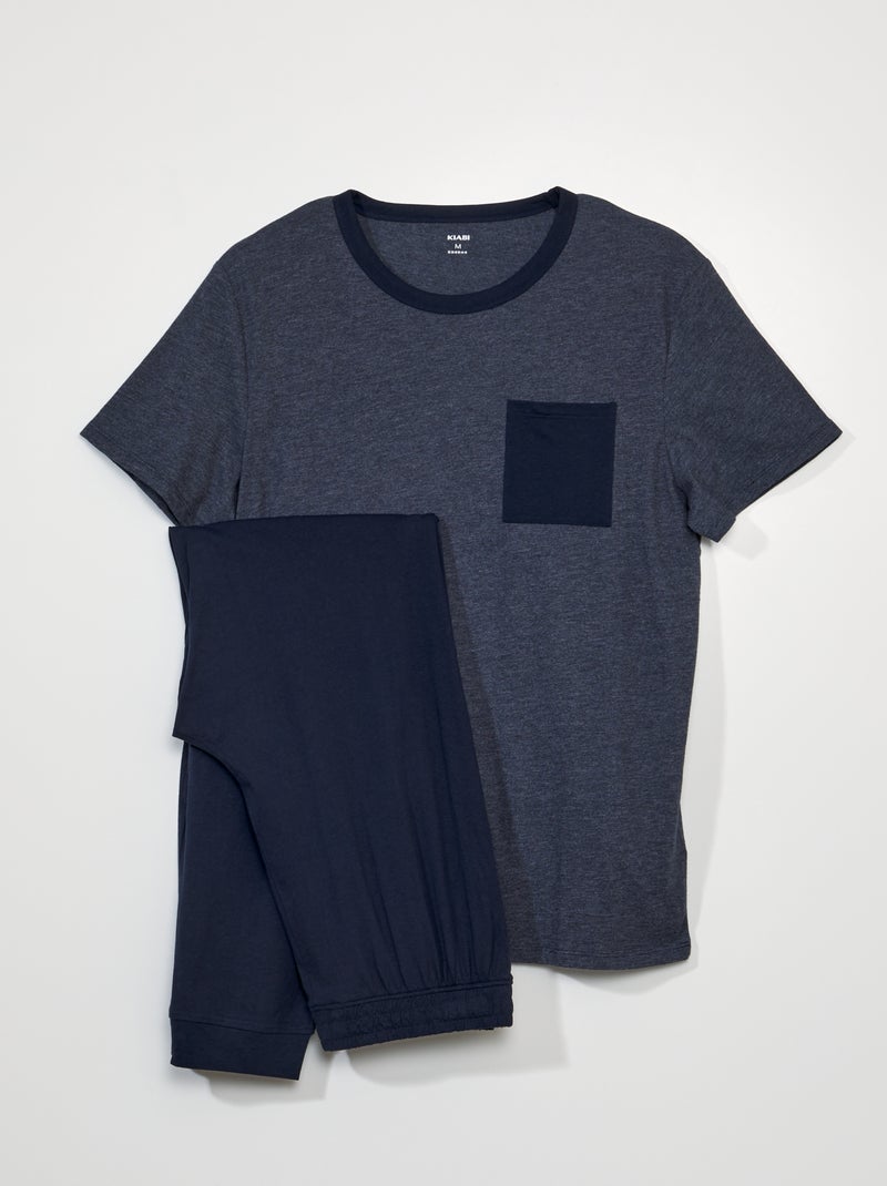 Pigiama lungo in jersey - 2 pezzi BLU - Kiabi