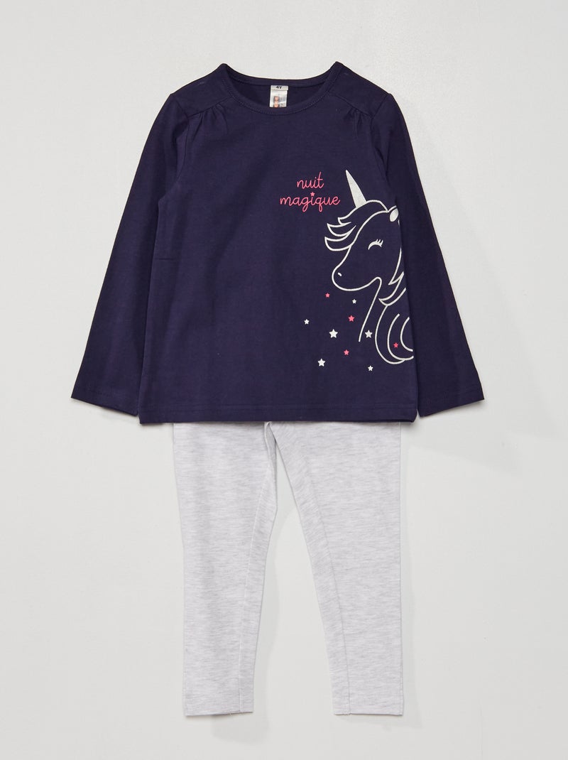 Pigiama lungo in jersey - 2 pezzi BLU - Kiabi