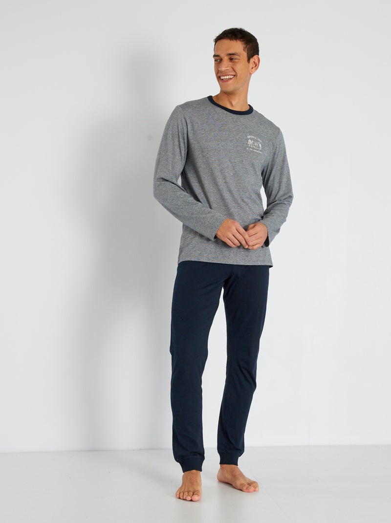 Pigiama lungo in jersey - 2 pezzi BLU - Kiabi