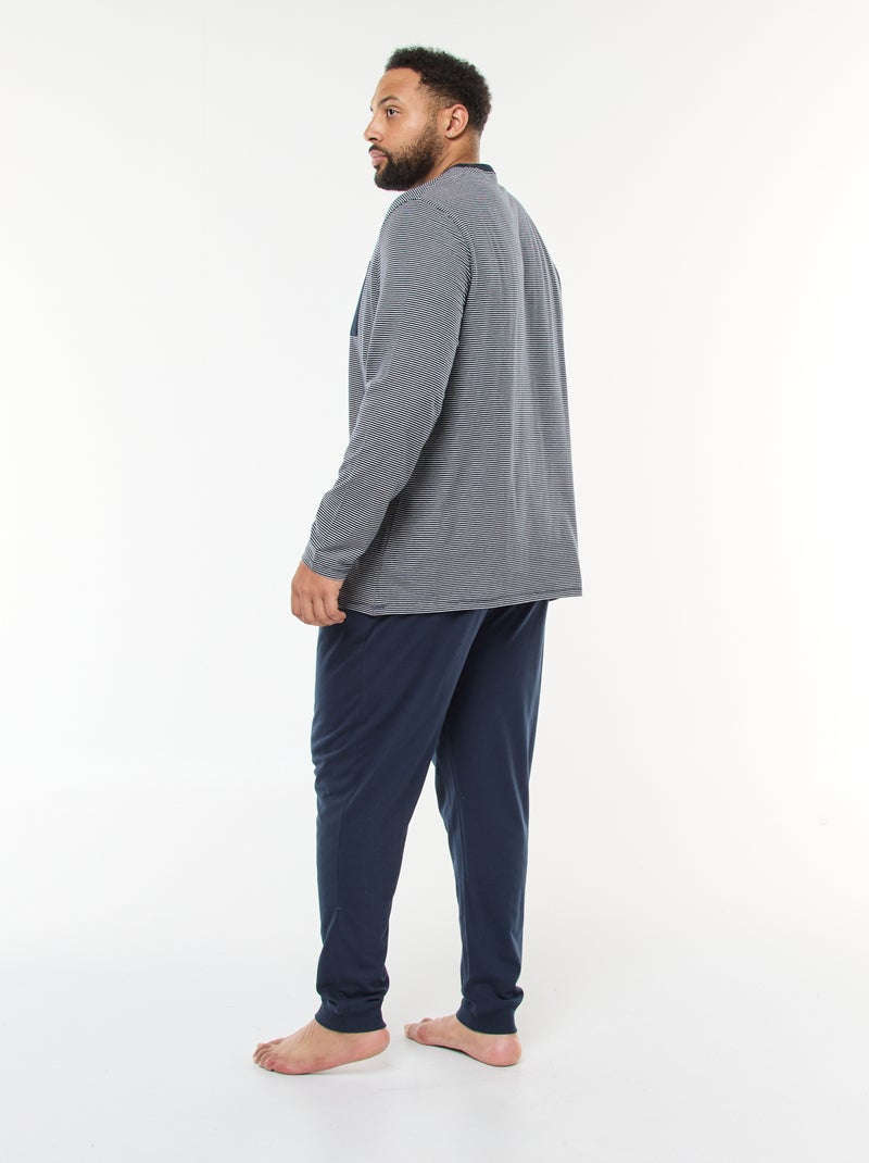 Pigiama lungo in jersey, completo t-shirt + pantaloni - 2 pezzi Blu - Kiabi