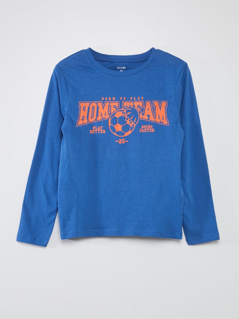 Pigiama lungo in jersey con stampa - 2 pezzi BLU - Kiabi