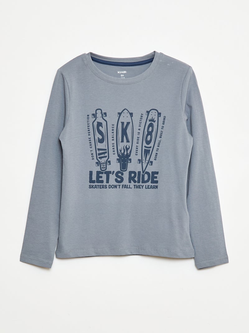 Pigiama lungo in jersey con stampa - 2 pezzi Blu - Kiabi