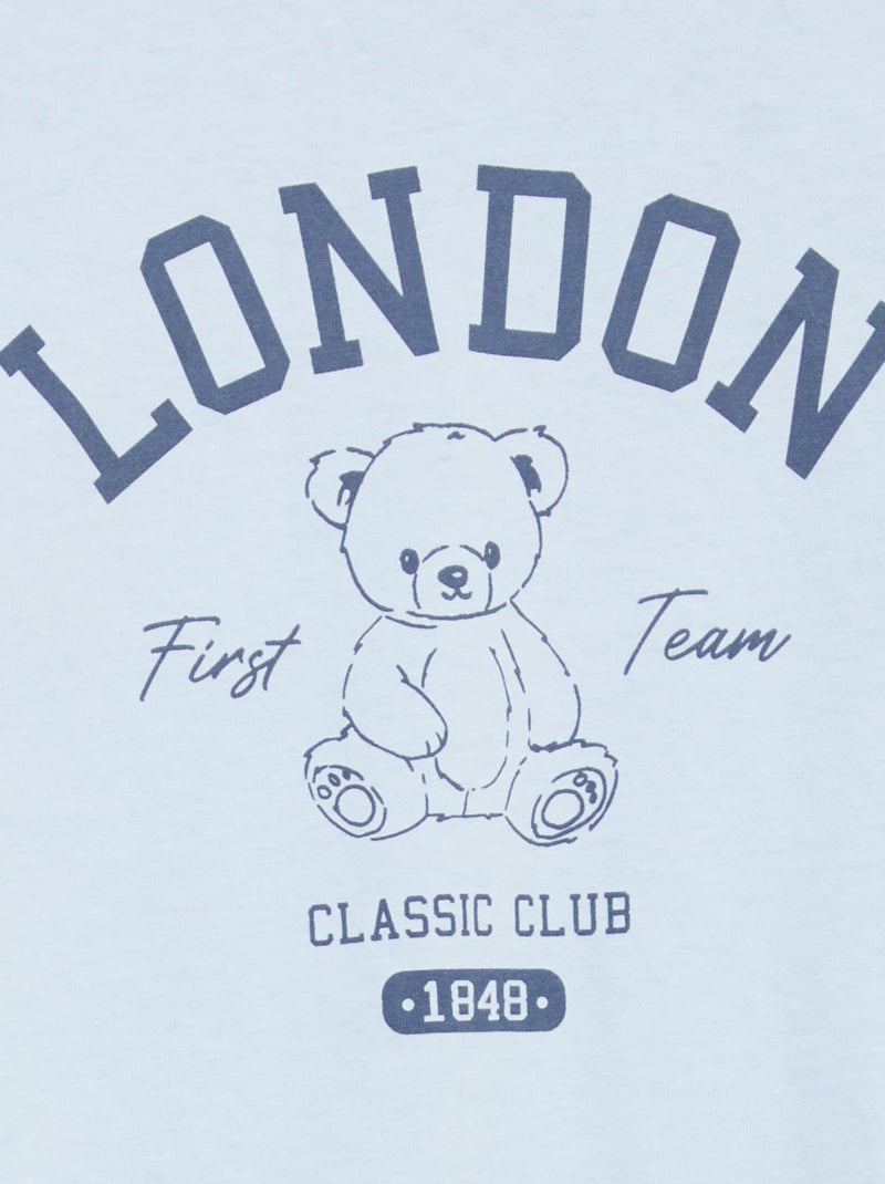 Pigiama lungo in jersey di cotone - 2 pezzi Blu - Kiabi