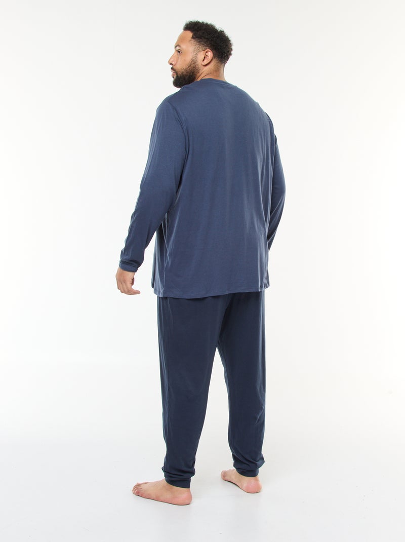 Pigiama lungo in jersey maglietta + pantaloni - 2 pezzi Blu - Kiabi