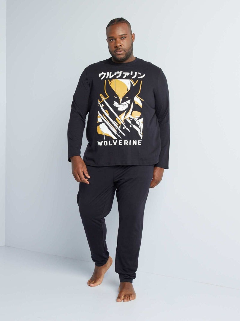 Pigiama lungo in jersey 'Wolverine'- 2 pezzi NERO - Kiabi