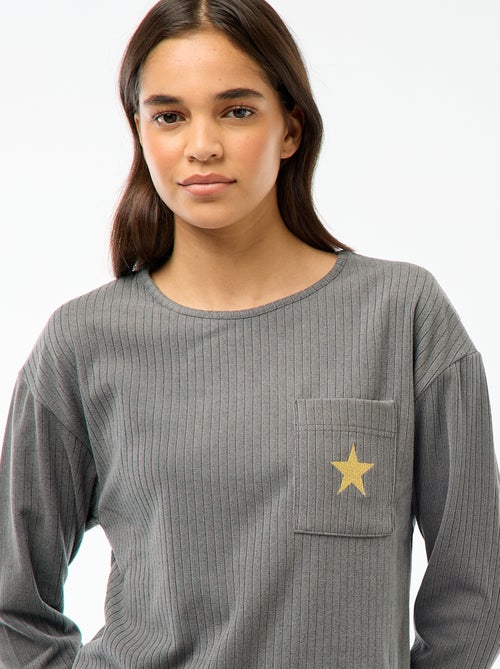 Pigiama lungo in maglia - Completo 2 pezzi - Kiabi