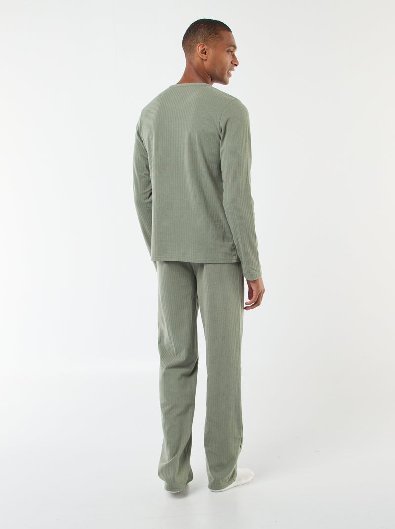 Pigiama lungo in maglia - completo 2 pezzi Kaki - Kiabi