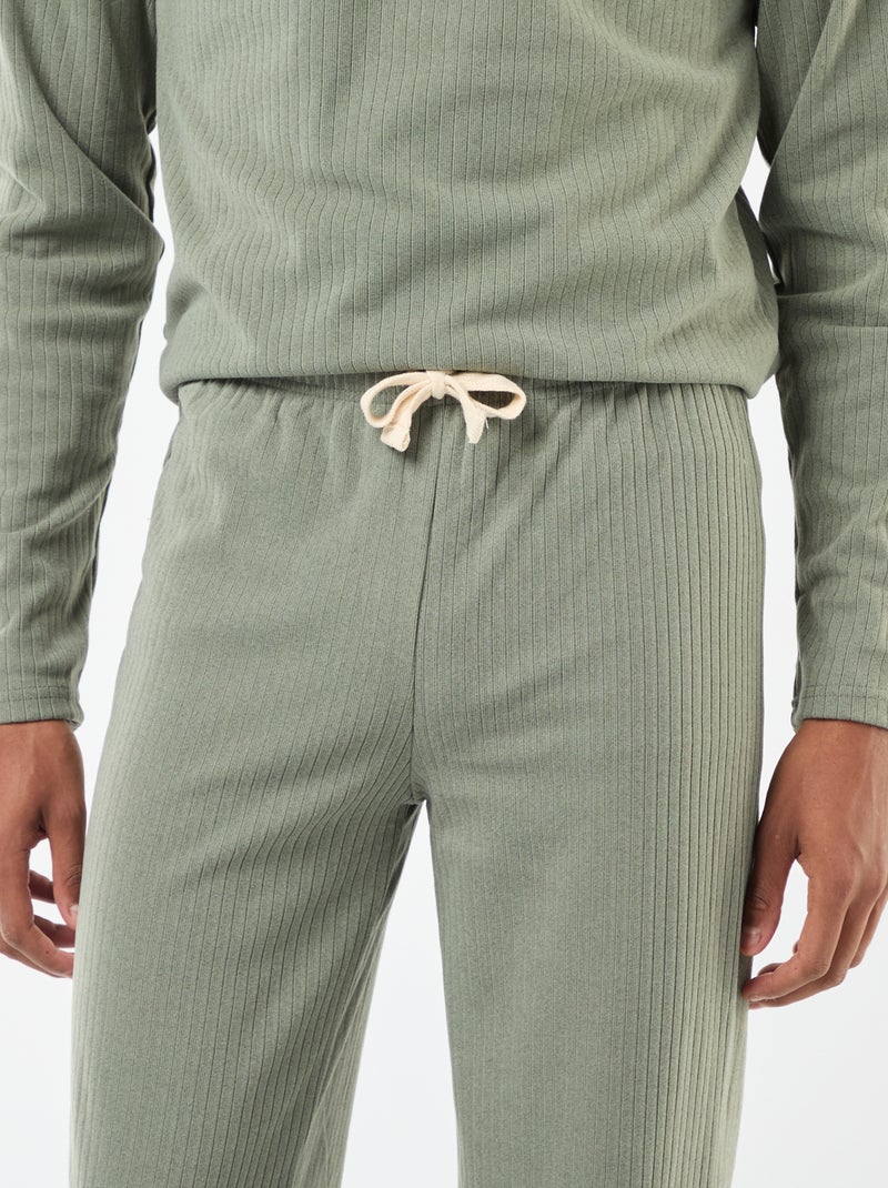 Pigiama lungo in maglia - completo 2 pezzi Kaki - Kiabi