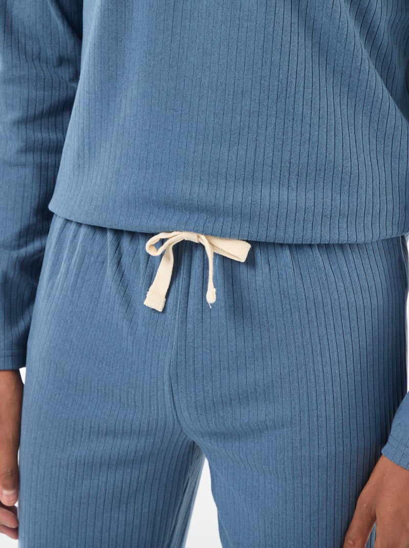 Pigiama lungo in maglia - Set 2 pezzi Blu - Kiabi