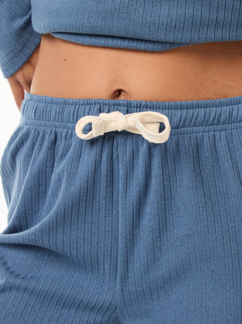 Pigiama lungo in maglia - Set 2 pezzi Blu - Kiabi