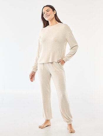 Pigiama lungo in maglia calda - 2 pezzi