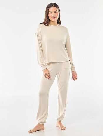 Pigiama lungo in maglia calda - 2 pezzi