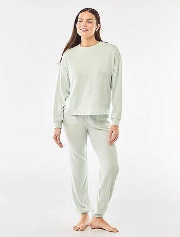 Pigiama lungo in maglia calda - 2 pezzi