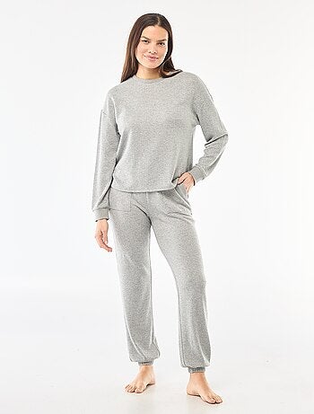 Pigiama lungo in maglia calda - 2 pezzi